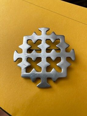 Corocraft matte silver tone brooch in good vintage condition. Some hazing.